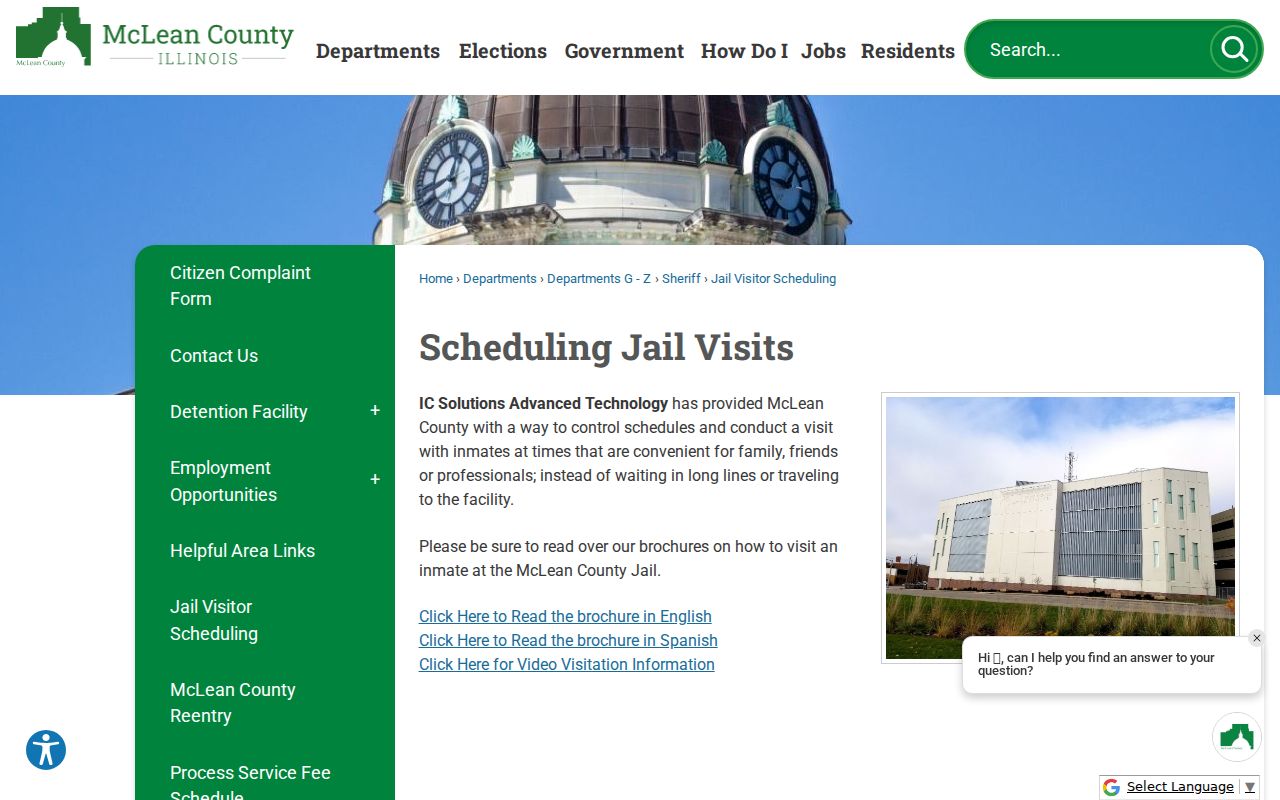 McLean County jail visitor scheduling information