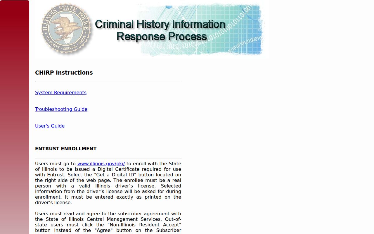 CHIRP access for Illinois and McLean County criminal records