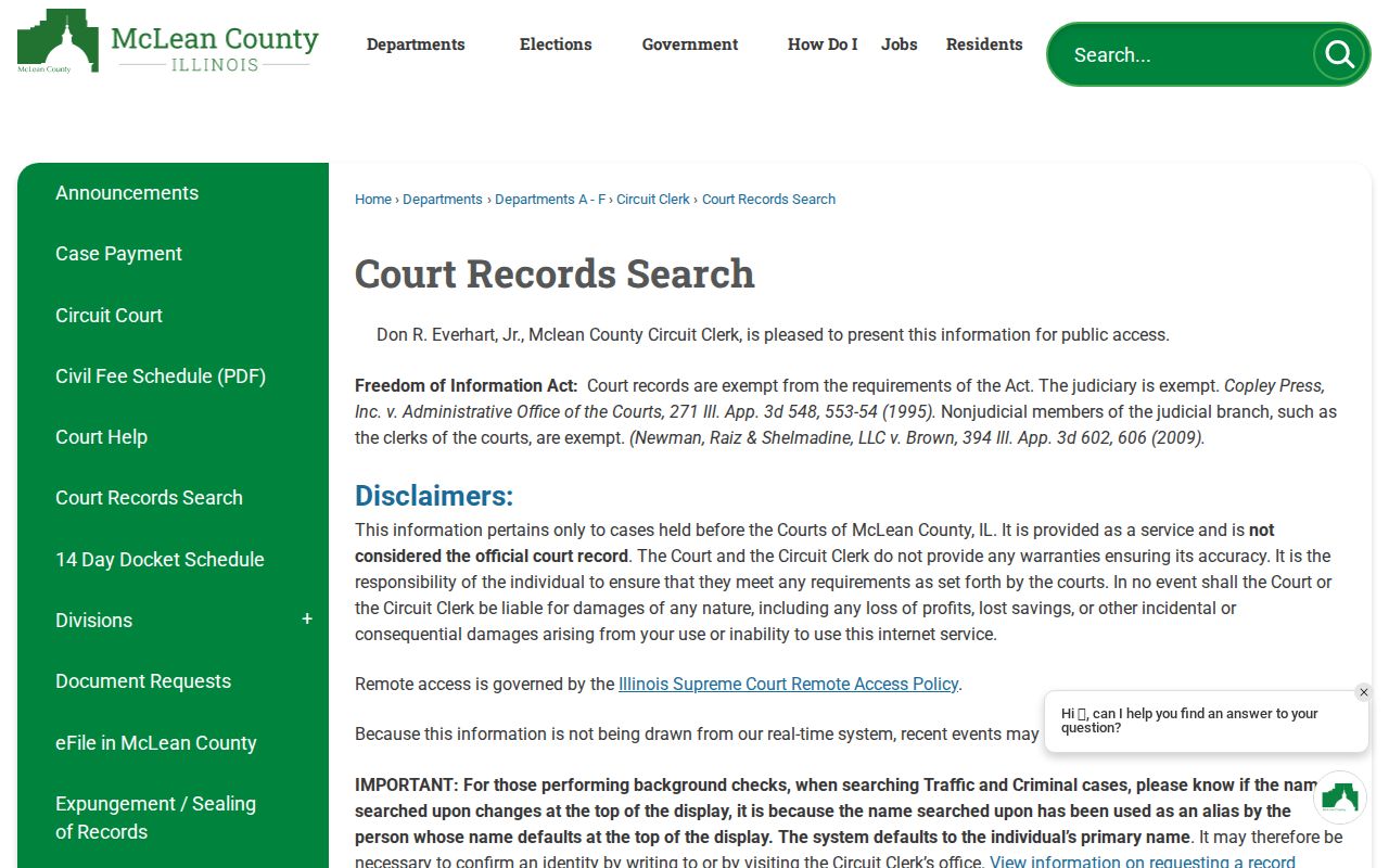 McLean County criminal court record access guidance
