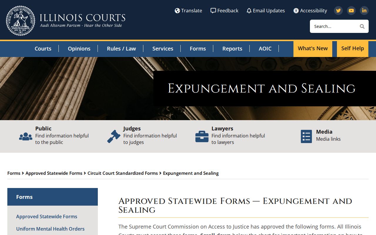 McLean County expungement and sealing court forms