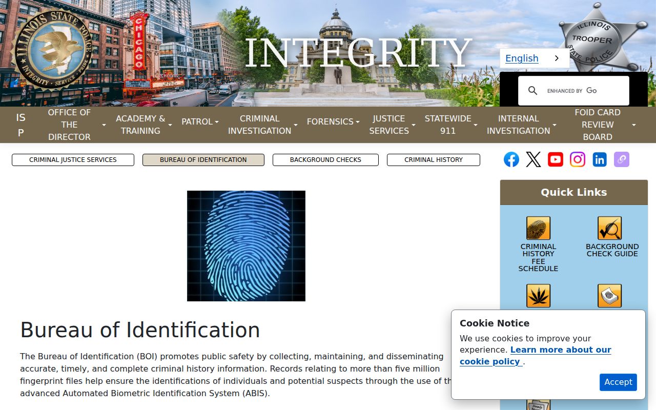 Illinois State Police repository for McLean County criminal history