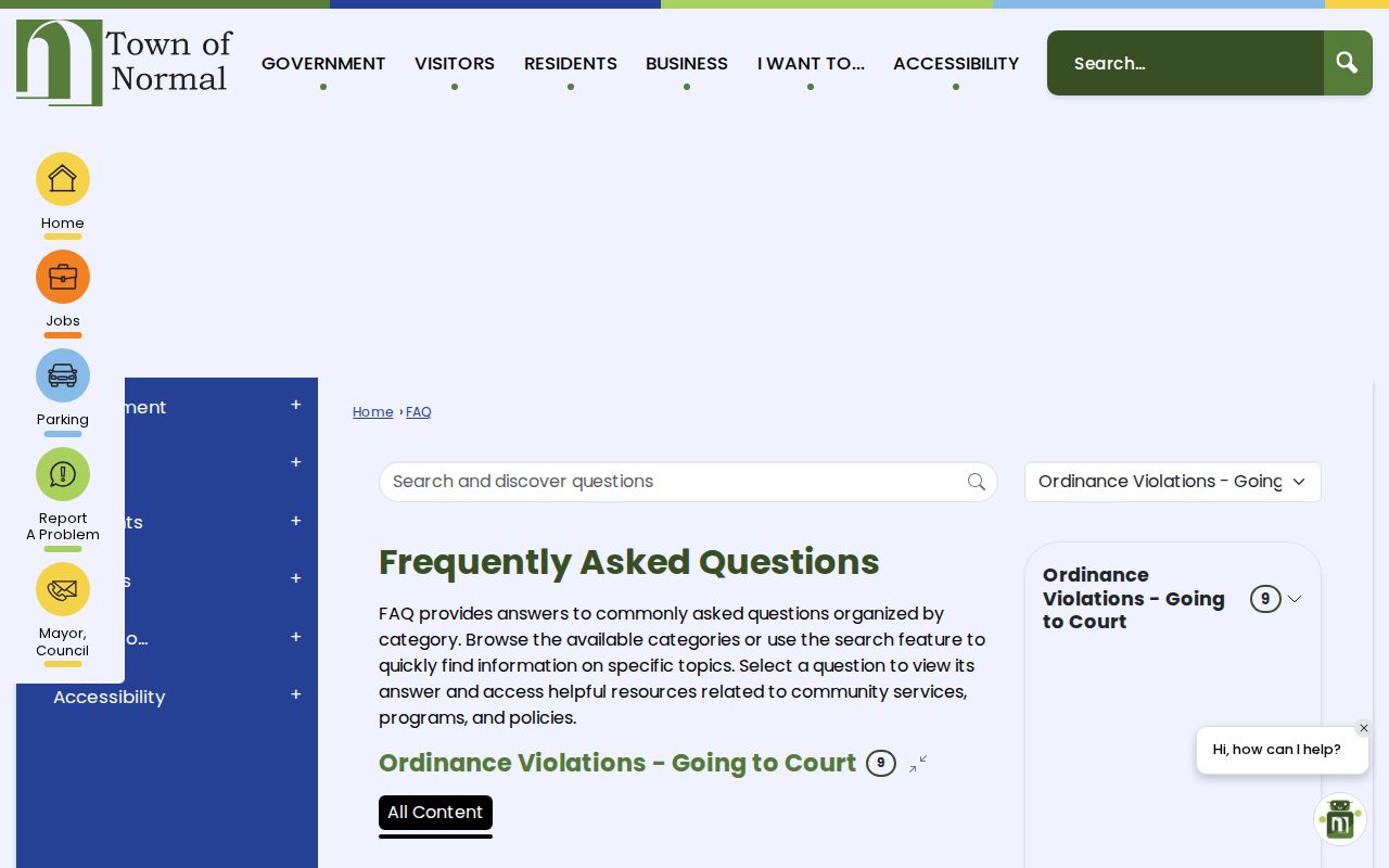 Normal ordinance violation case search instructions